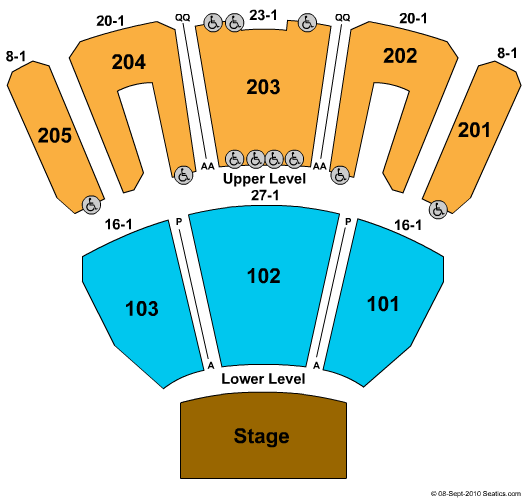 Luxor Theater at The Luxor Hotel End Stage Seating Chart